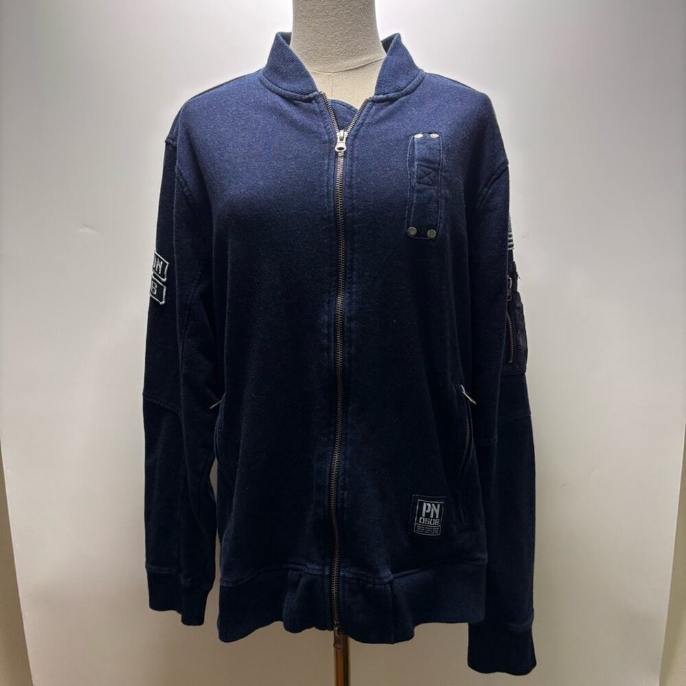 Parish Nation Navy Blue Zip-Up Jacket Size M